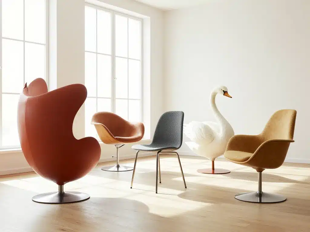 Chaises Egg Swan Série 7 Arne Jacobsen