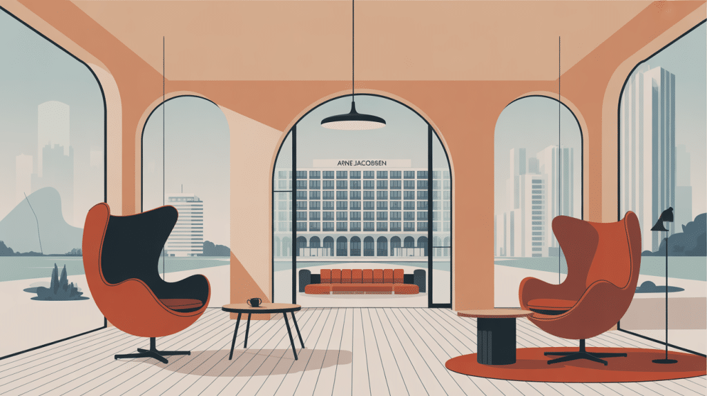 Illustration design scandinave Arne Jacobsen