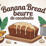 illustration banana bread beurre de cacahuete sur planche en bois