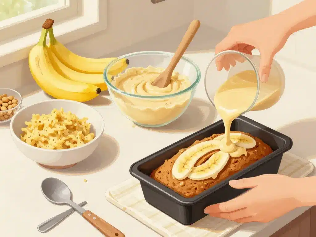 préparation banana bread beurre de cacahuete étape par étape