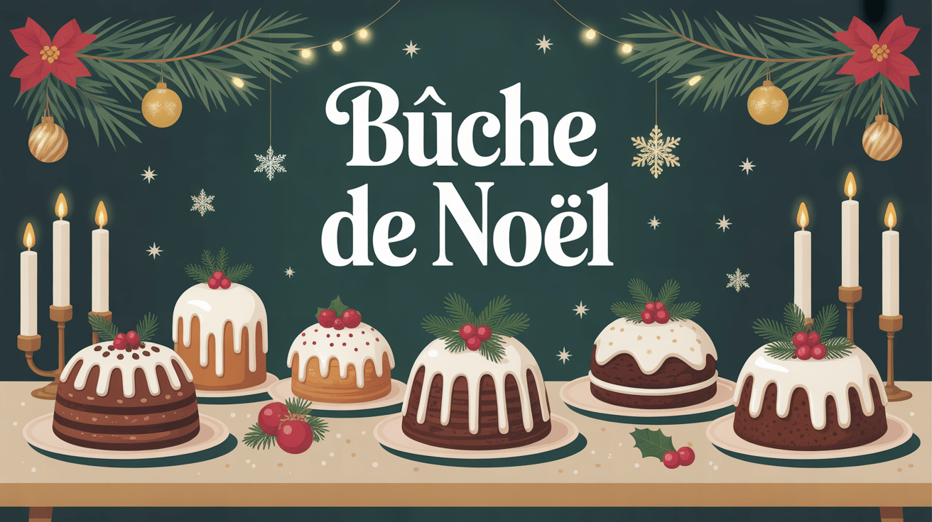 table avec bles de noel traditionnelles glacées et entremets