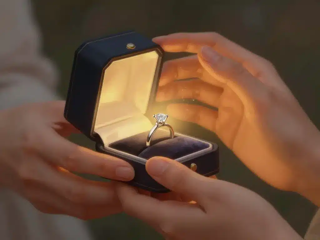 boite bague fiancaille ouverture symbolique mains