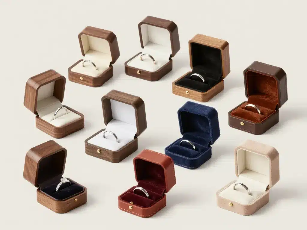 boite bague fiancaille matériaux bois velours cuir