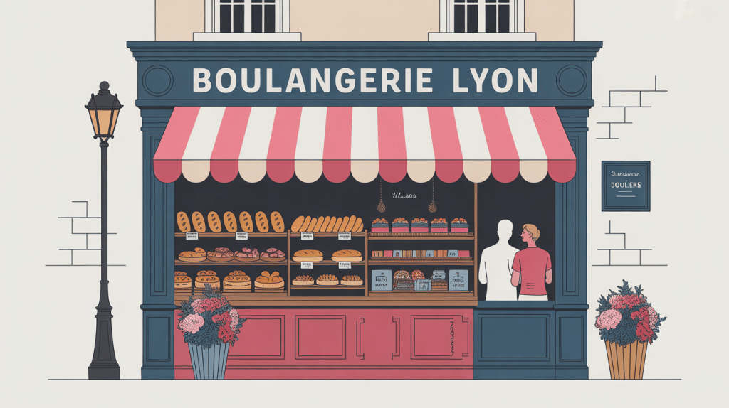 boulangerie lyon illustration vectorielle devanture pains pâtisseries