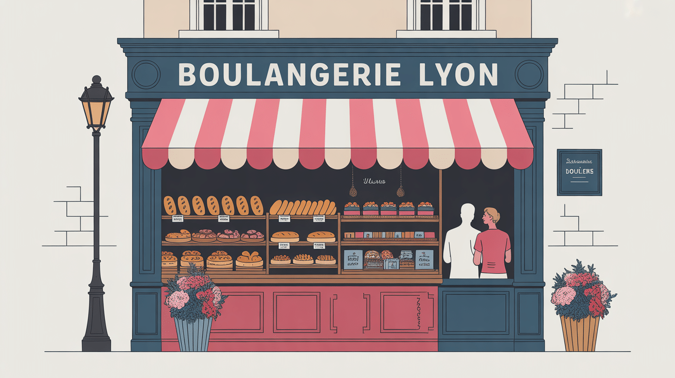 boulangerie lyon illustration vectorielle devanture pains pâtisseries