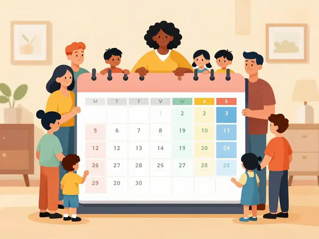 famille choisit modèle calendrier familial à imprimer