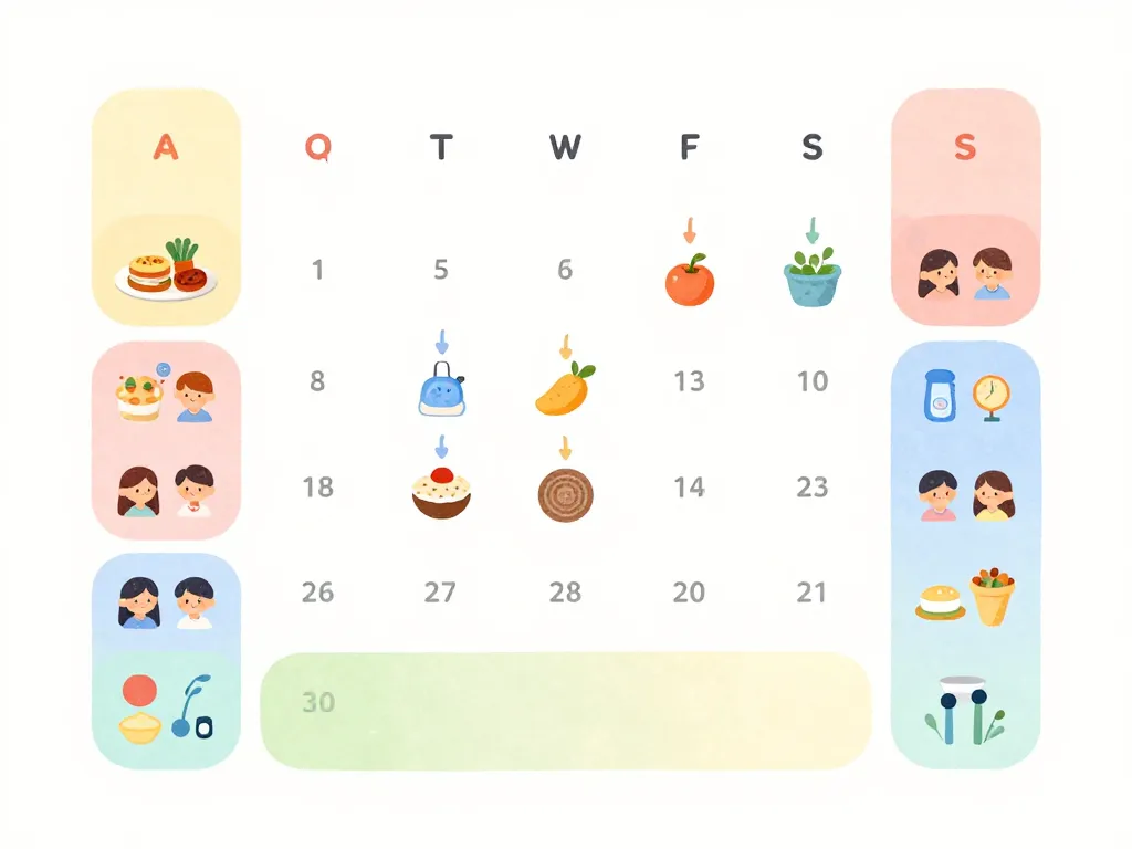 exemple calendrier familial à imprimer personnalisé avec couleurs et icônes