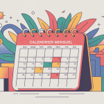 calendrier mensuel stylisé gestion temps famille travail