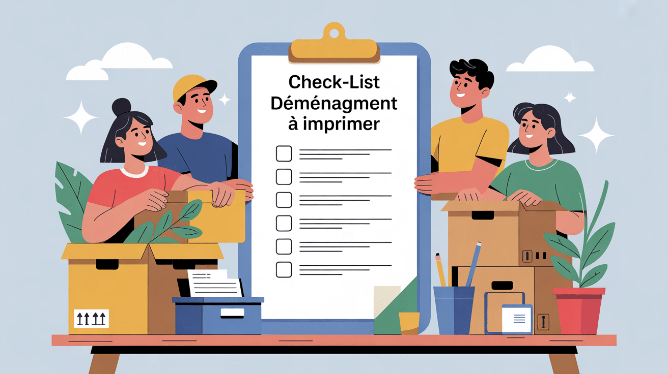 check-list déménagement à imprimer famille table cartons