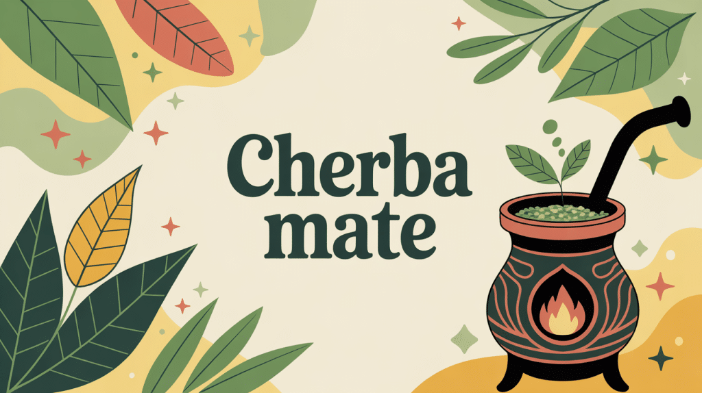 illustration vectorielle cherba mate calebasse et feuilles sud-americain