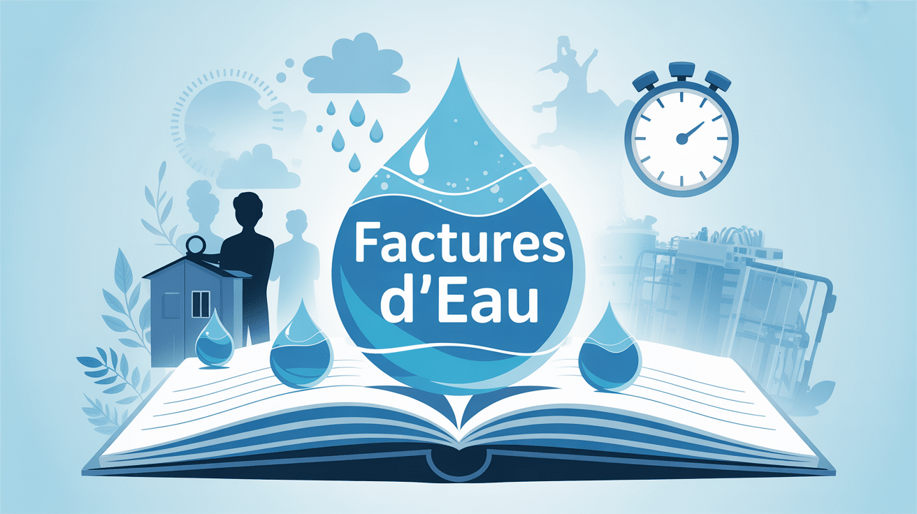 gestion et conservation factures d'eau dossier ouvert horloge compteur