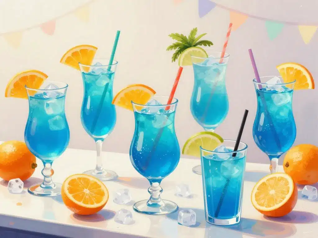 curaçao bleu cocktails variés décor festif