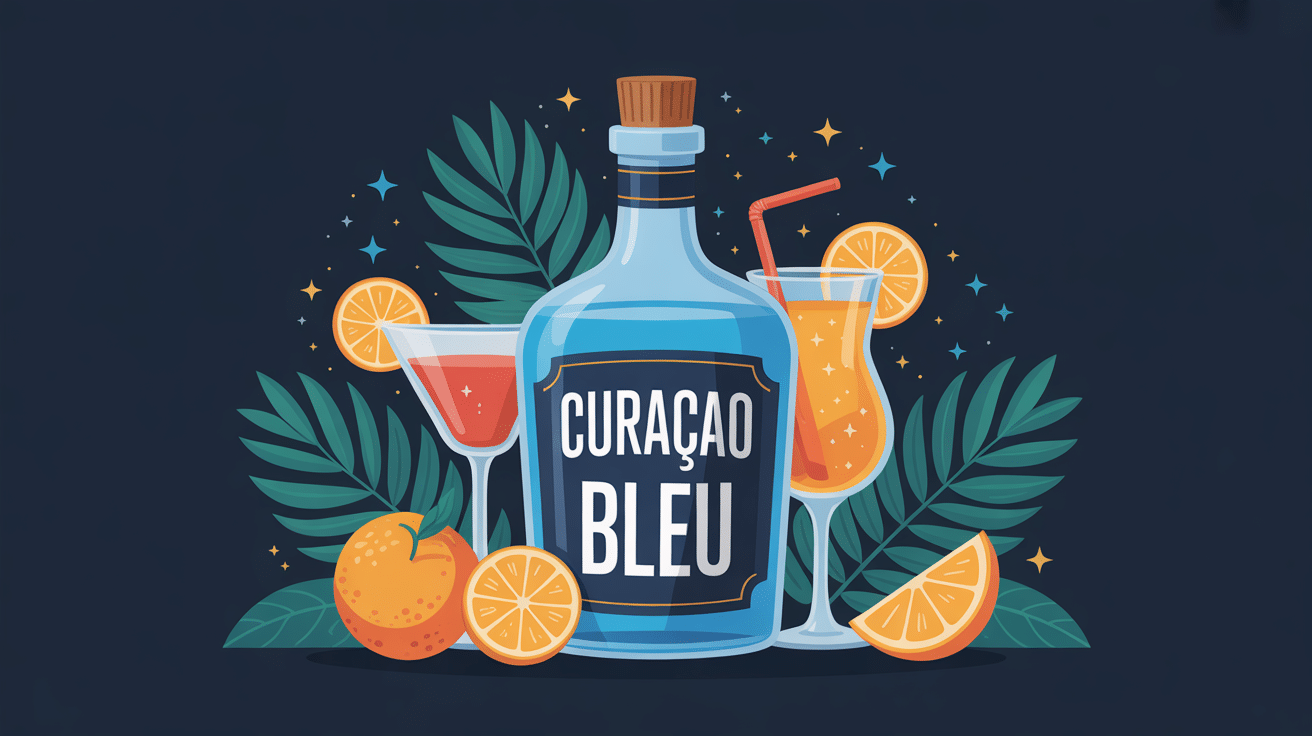 curaçao bleu bouteille cocktails orange ambiance estivale