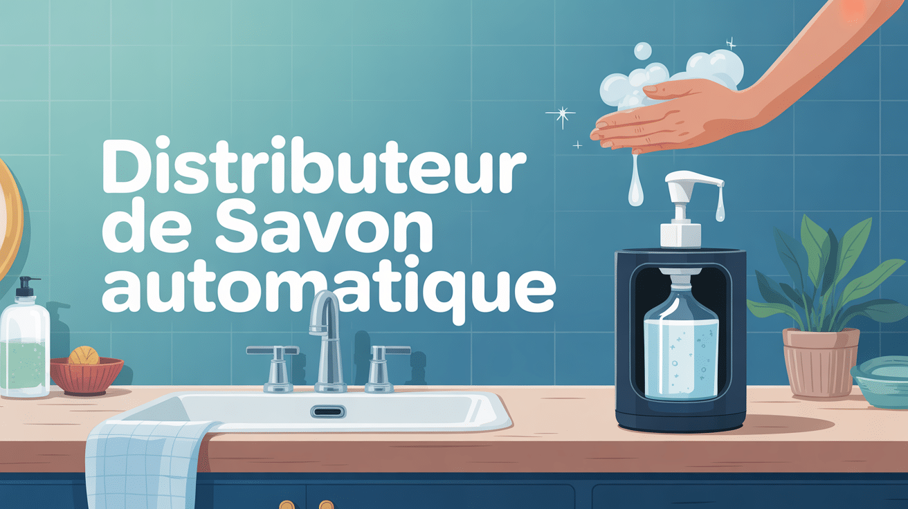 distributeur de savon automatique sur plan salle de bain
