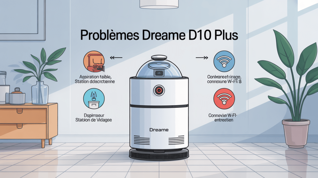 dreame d10 plus problème robot et icônes