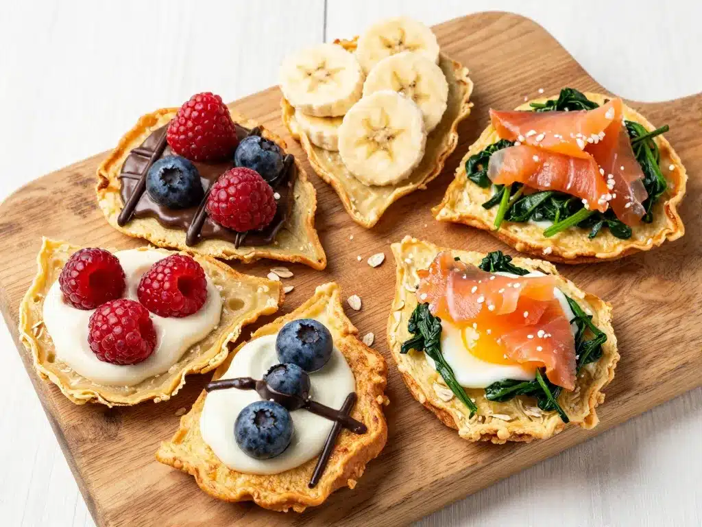 Galette au flocons d'avoine avec toppings sucrés et salés