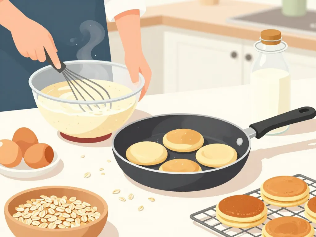 préparation galettes au flocon d'avoine étape cuisine