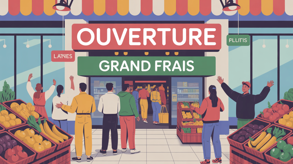 grand frais ouverture prochaine illustration foule devant magasin