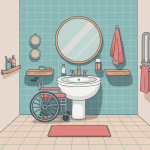 illustration hauteur lavabo pmr avec fauteuil roulant