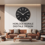 horloge murale digitale design dans un intérieur moderne