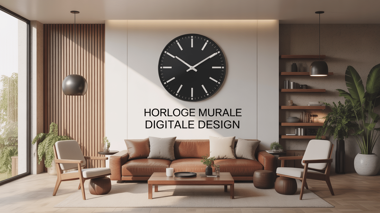 horloge murale digitale design dans un intérieur moderne