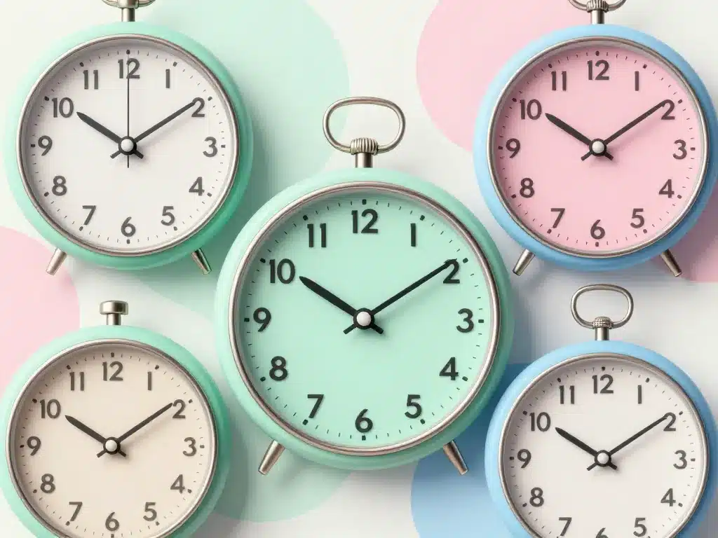 Horloge vintage année 50 formes arrondies couleurs pastel