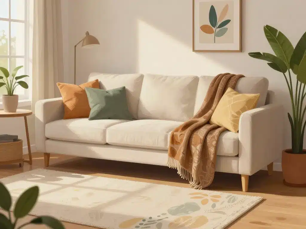 jeté de canapé grande taille décoratif, salon harmonieux