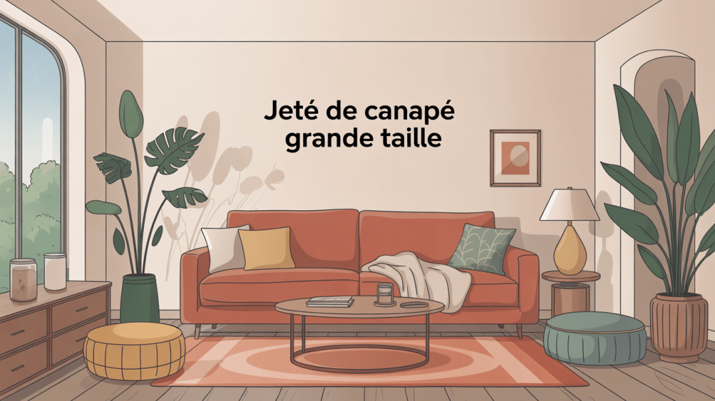 jeté de canapé grande taille sur canapé, salon moderne