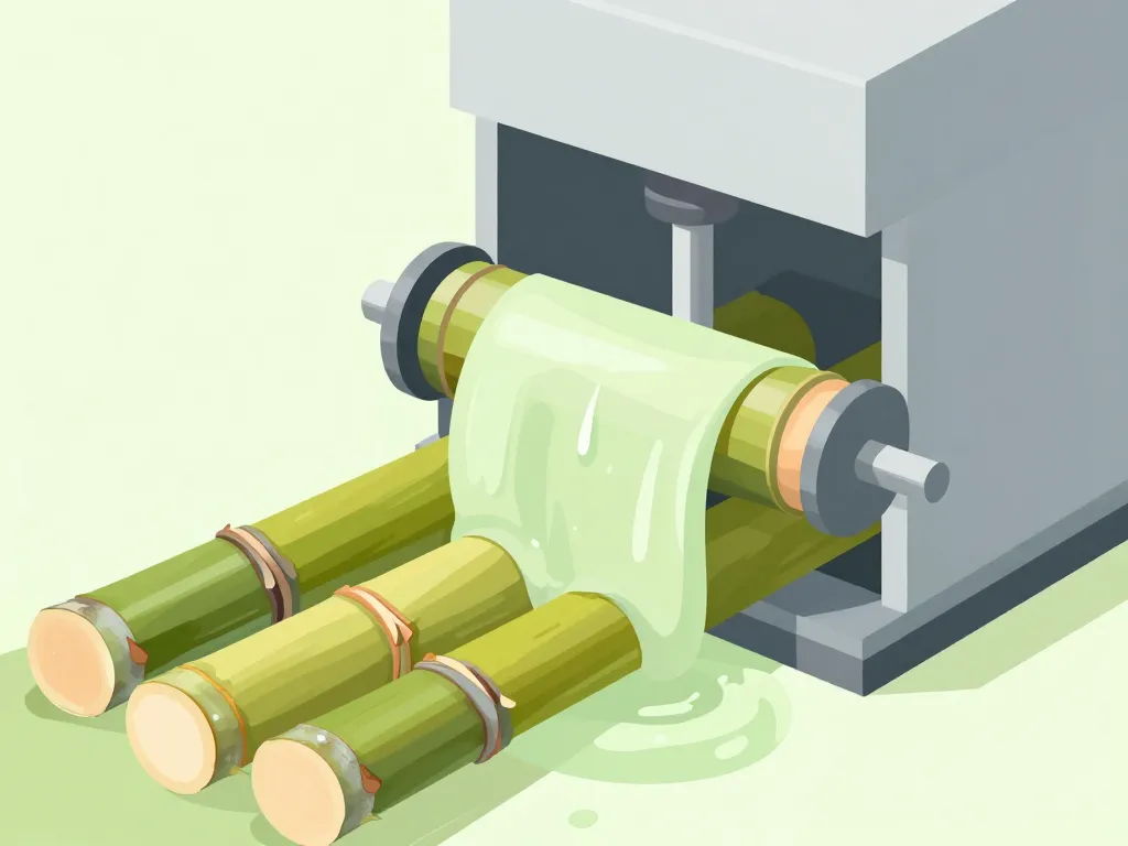 schéma extraction jus de sucre de canne avec canne et presse