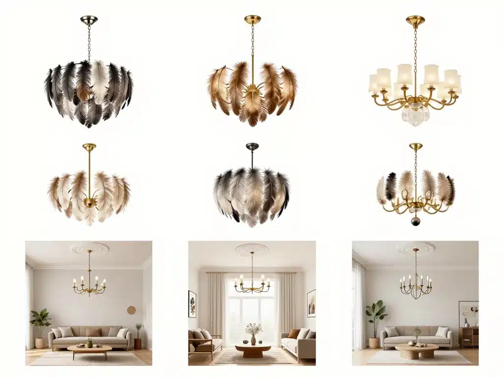 lustre plume différents formats installation déco