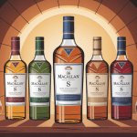 illustration macallan s plusieurs bouteilles dans cave ambiance chaleureuse