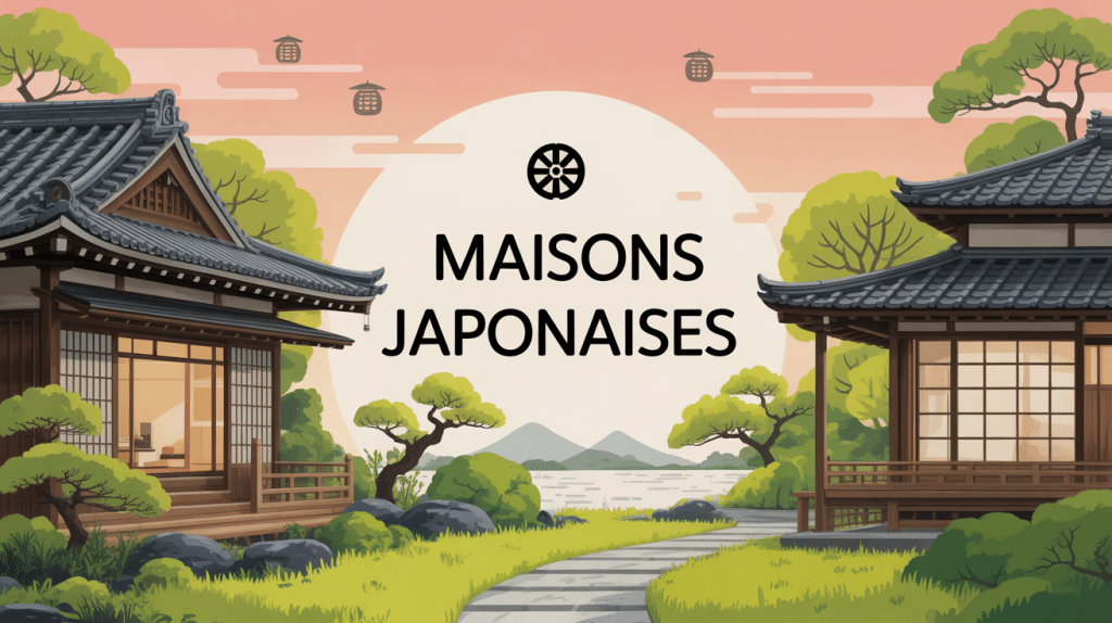 illustration maisons japonaises moderne et traditionnelle