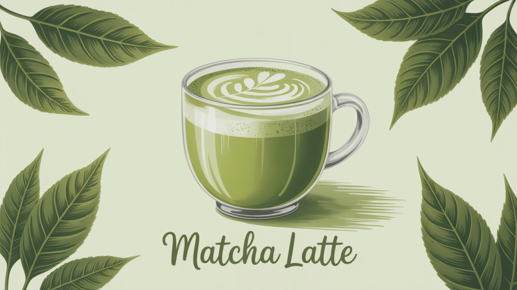image matcha latte tasse design et thé vert