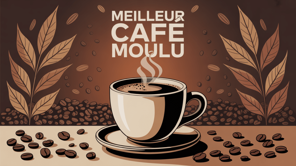 illustration chaleureuse meilleur cafe moulu tasse grains mouture