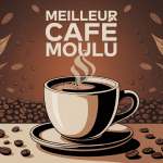 illustration chaleureuse meilleur cafe moulu tasse grains mouture