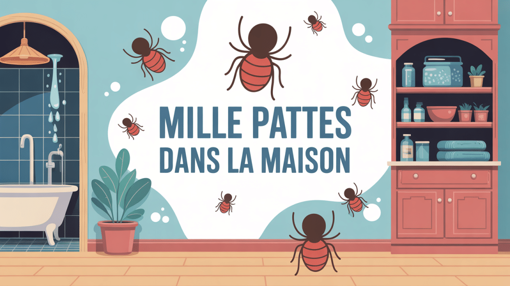 illustration mille pattes dans la maison ambiance prévention