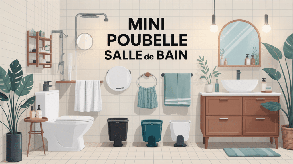 illustration mini poubelle salle de bain design et rangée