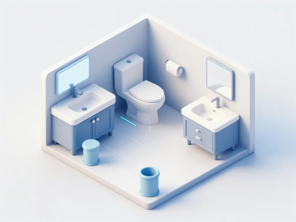 schéma zone mini poubelle salle de bain adaptée