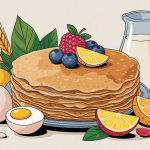 pile de pates a crepes sans sucre avec farine œufs lait végétal fruits frais