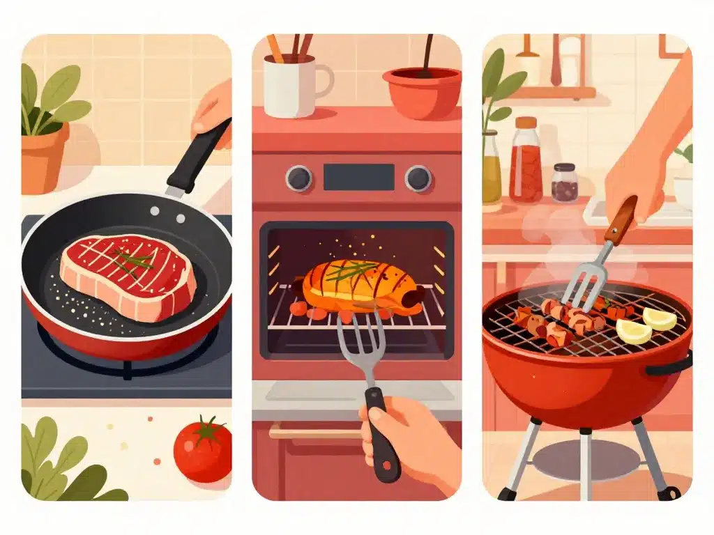 techniques cuisson poire de boeuf poêle four barbecue