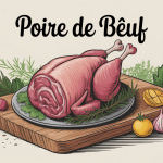 illustration poire de boeuf pièce noble sur planche