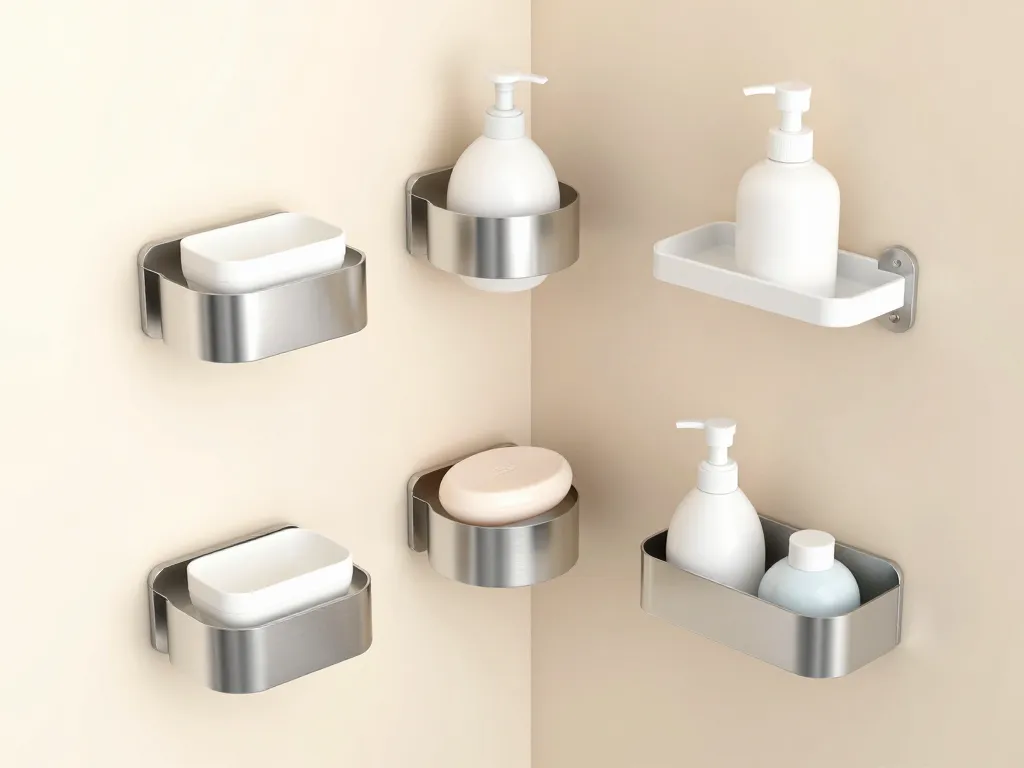 différents modèles de porte-savon douche sans perçage dans une salle de bain