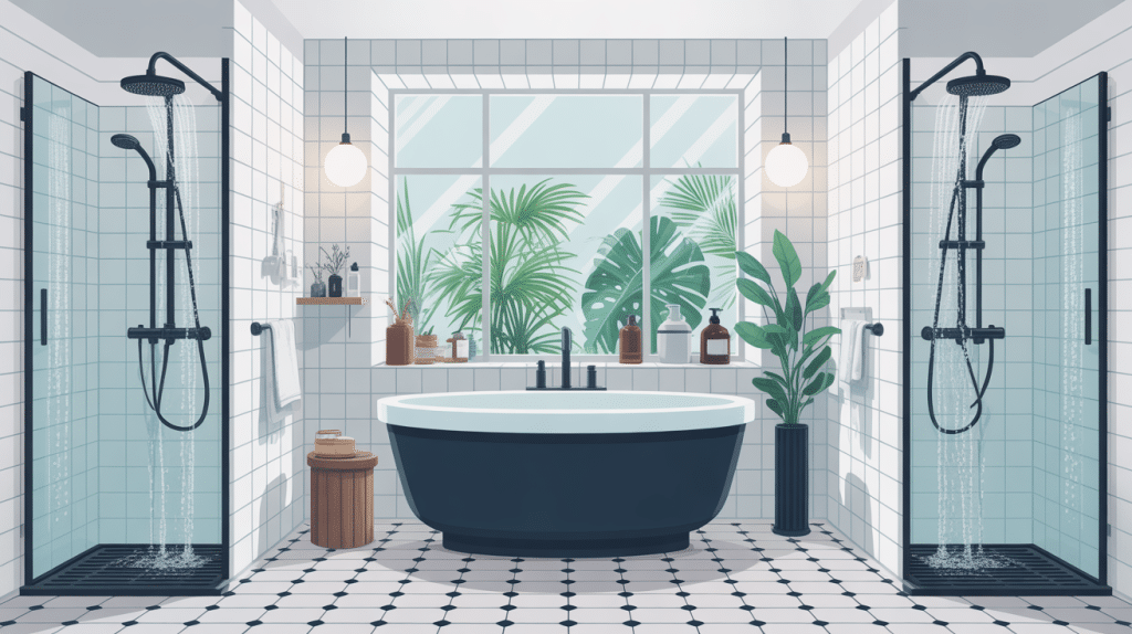 porte-savon douche sans perçage installés sur carrelage, faïence et verre