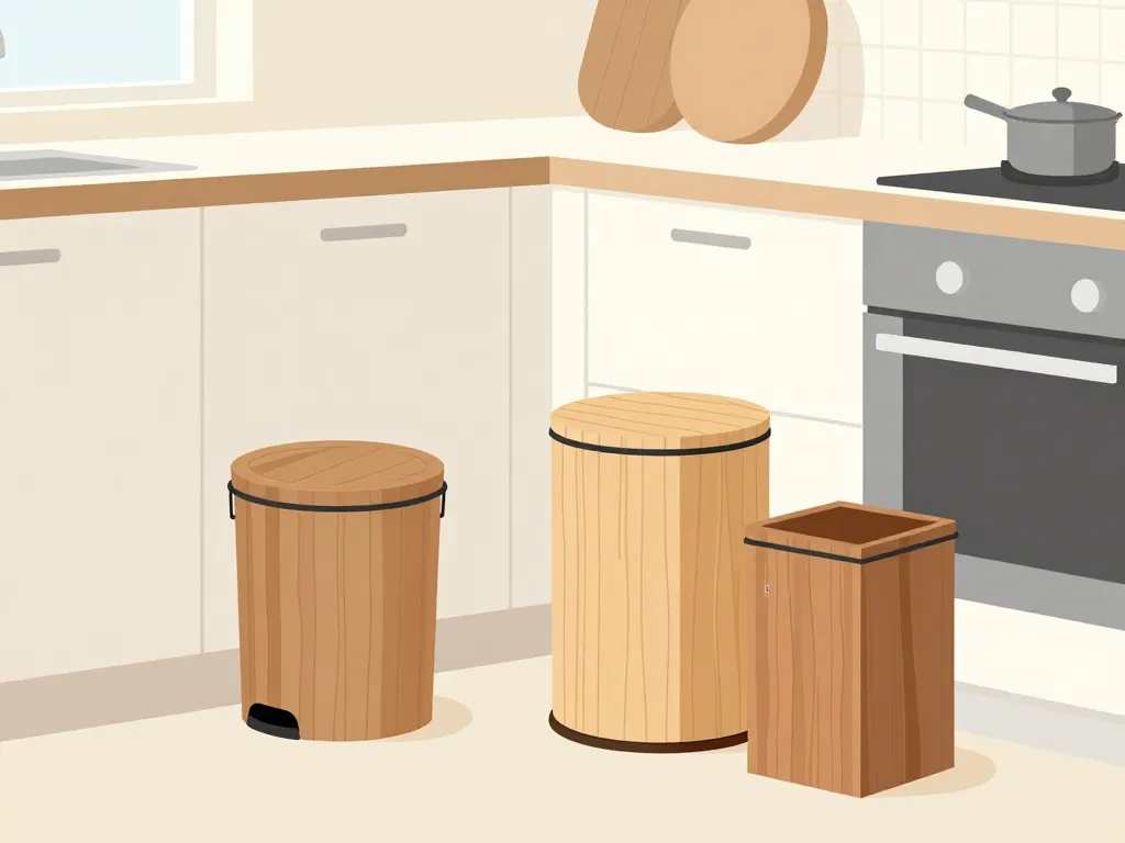 poubelle cuisine bois différentes tailles dans cuisine