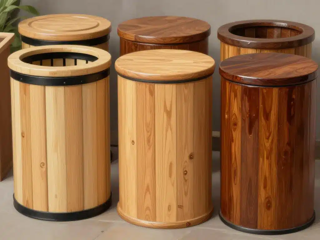 poubelle cuisine bois bambou chêne pin comparatif