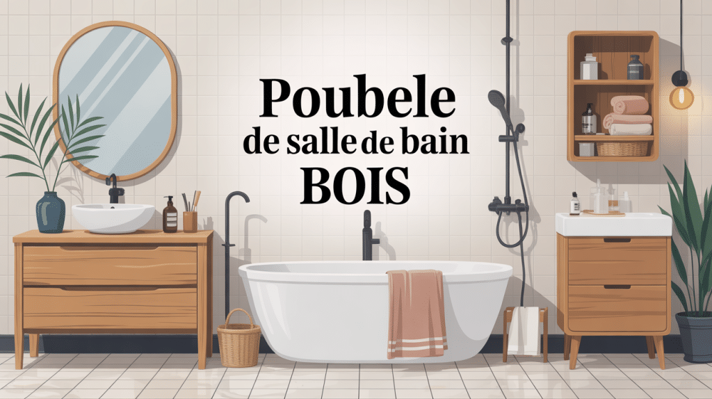 poubelle de salle de bain bois élégante dans décoration moderne