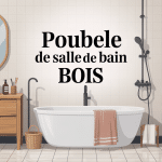 poubelle de salle de bain bois élégante dans décoration moderne