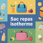 différents modèles de sac repas isotherme sur fond bleu-vert