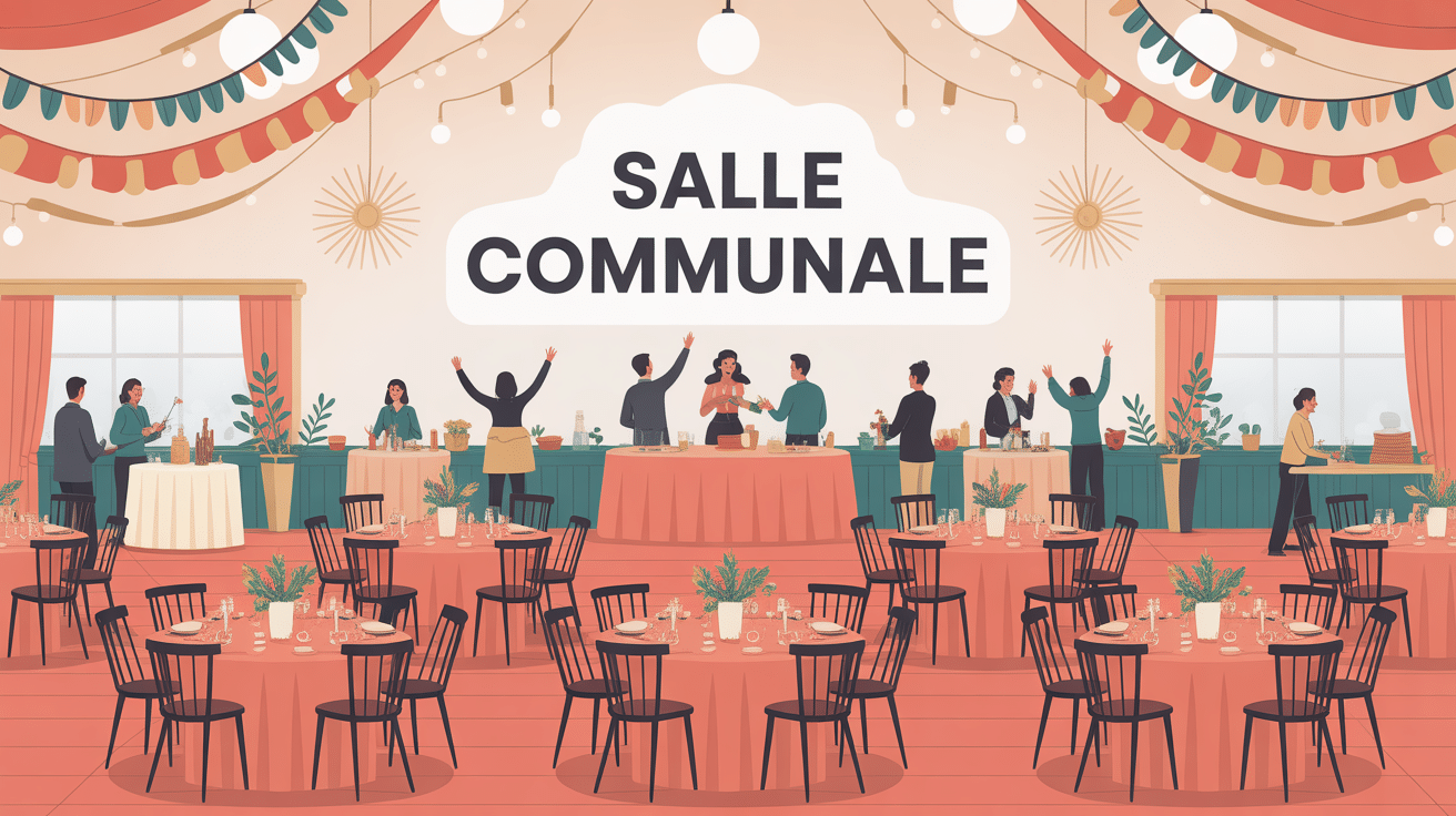 illustration salle communale décorée pour événement