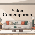 Illustration salon contemporain moderne élégant et chaleureux